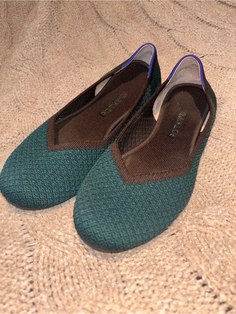 Rothy’s The Flat Deep Emerald Green Ballet Flats Women’s Size 9.5 US Retired